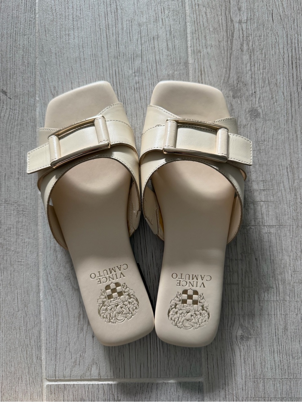 Vince Camuto Ivory Buckle Slide Mules